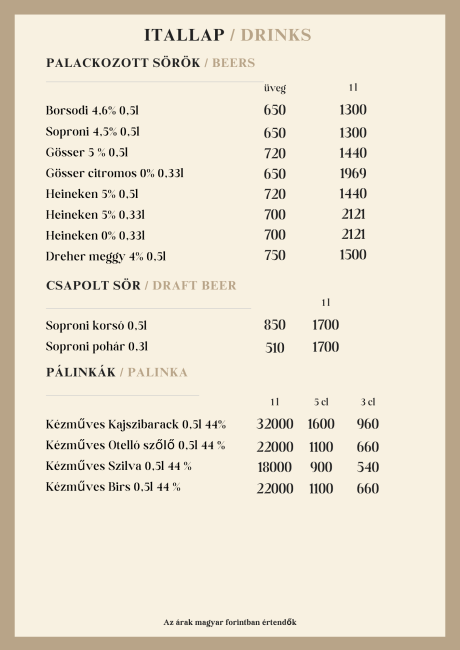 Sörök, pálinkák - Beers, palinka