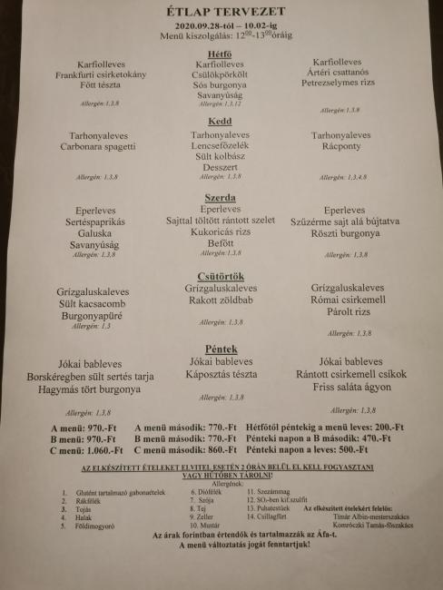Heti menü 2020/40.hét