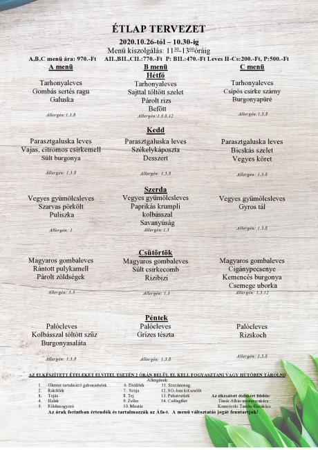 Heti menü 2020/44.hét