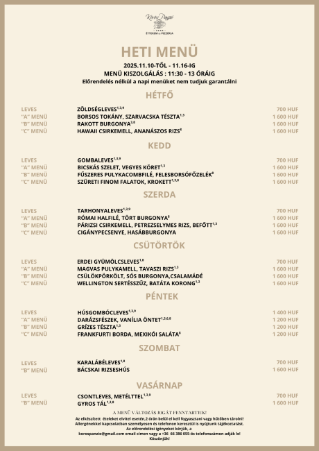 Heti menü 46. hét