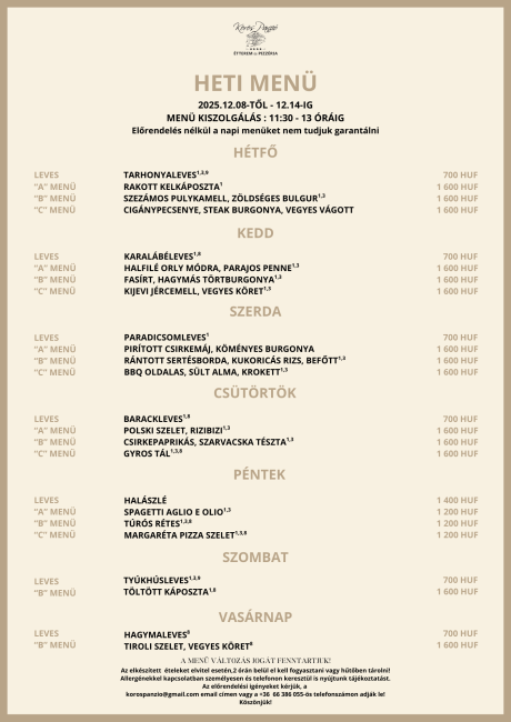 Heti menü 50. hét