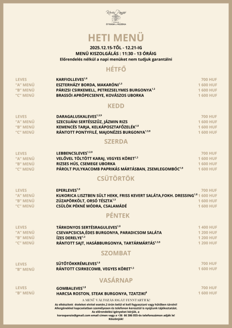 Heti menü 51. hét