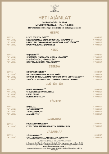 Heti menü 14. hét