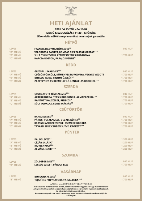 Heti menü 16. hét