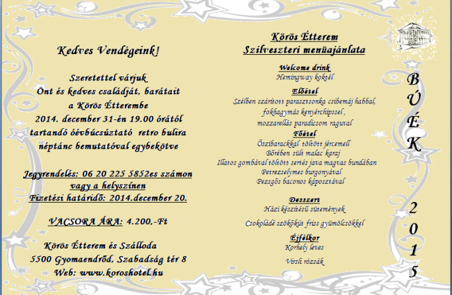 Búcsúztassuk együtt az Óévet! Búcsúztassuk együtt az Óévet!